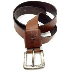 Calvin Klein  Men's Brown British Tan Leather Belt